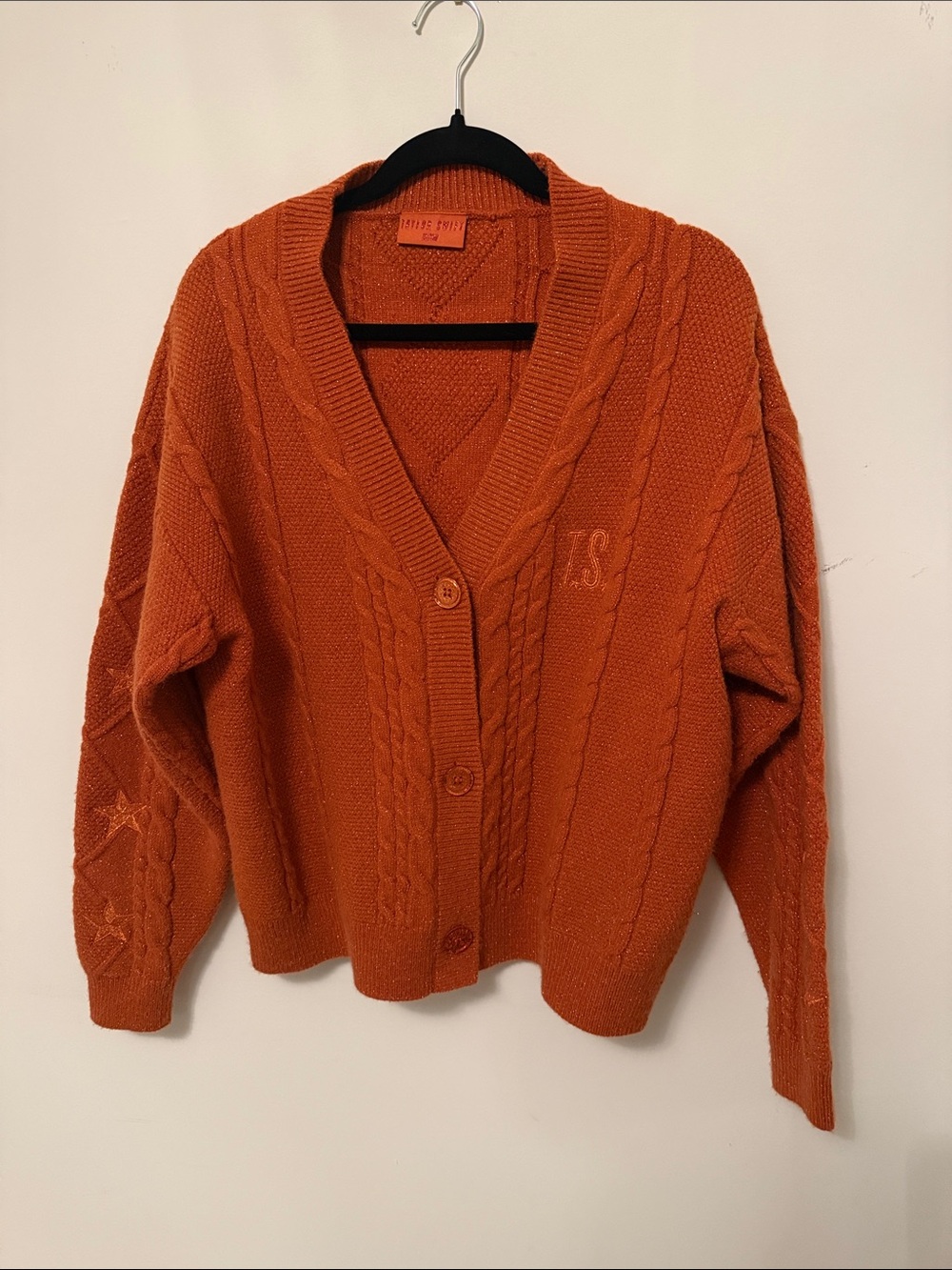 Taylor Swift Chunky Cable Knit Button-Front Sweater Cardigan - Orange XS/S